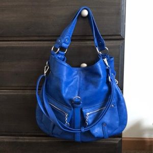 Melie Bianco Blue Saddle Purse